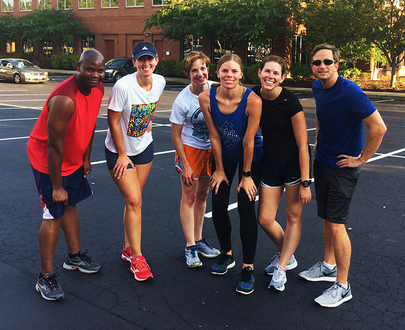 Premise Health Run Club members outside after completing a run